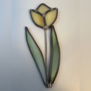 Artisan Handcrafted Single Tulip Flower Stained Glass Suncatcher Ornament OoAK